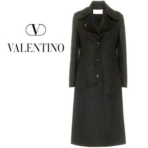 NEW Valentino Black Wool And Cashmere Coat Milano Italy IT 44 / US 8 / Size M
